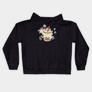 Flower Bubble Tea Love - Anime Kawaii Bubble Tea Kids Hoodie